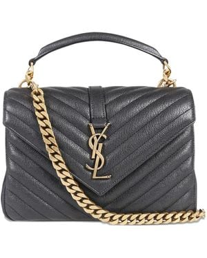 Saint Laurent Medium College Logo-Appliqué Tote Bag - Black