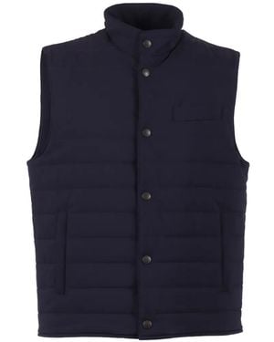 Fay Buttoned Quilted Travel Vest - Blue