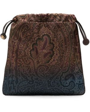 Etro Paisley-Print Drawstring Tote Bag - Brown