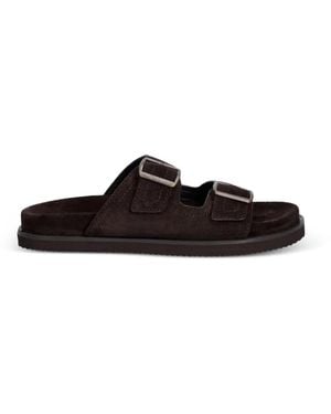 GANT Buckle-Fastening Suede Slides - Black