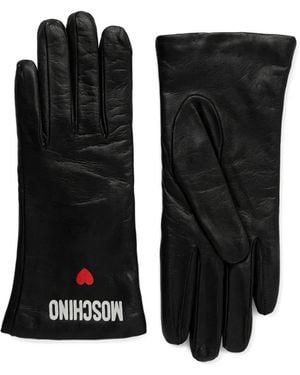 Moschino Heart-Motif Logo Gloves - Black