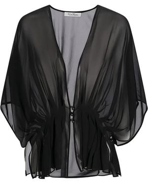 Max Mara V-Neck Button Coat - Black
