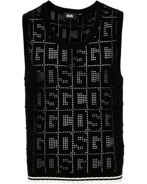 Gcds Monogram-Pattern Sleeveless Jumper - Black