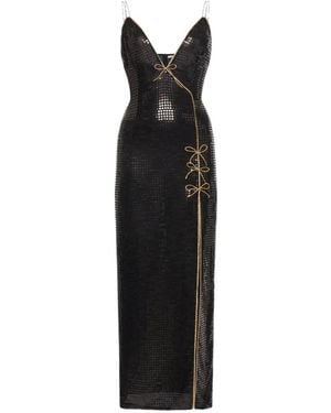 Alessandra Rich Sequin-Embellished Bow-Detail Dress - Black