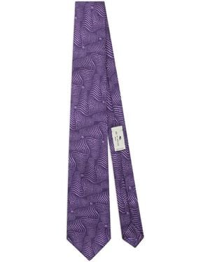 Etro Wave-Pattern Silk Tie - Purple