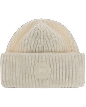Canada Goose Logo-Patch Ribbed-Knit Beanie Hat - Natural