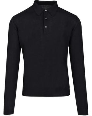 Fedeli Long-Sleeve Polo Sweater - Blue