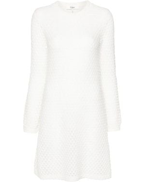 Chloé Pointelle-Knit Mini Dress - White