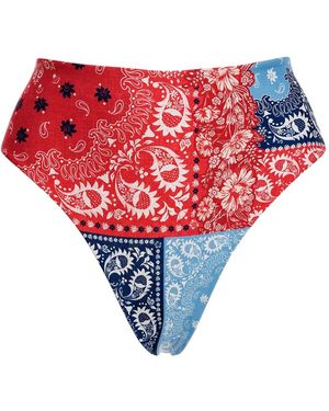Agua Bendita Paisley-Print High-Waisted Bikini - Red