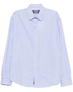 Jacquemus Dog-Print Striped Shirt - Blue