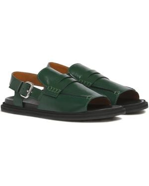 Marni Leather Loafer Sandal - Green
