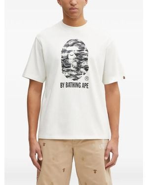 A Bathing Ape Palm Tree Camo Logo-Print T-Shirt - White
