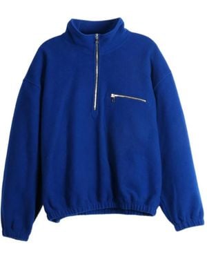 Rier Zip-Up Fleece Sweatshirt - Blue