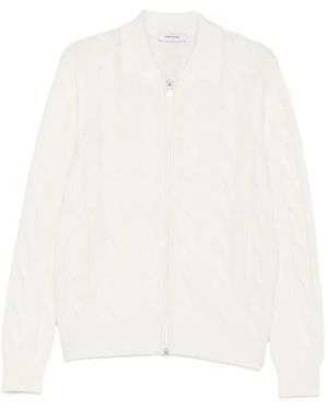 Gran Sasso Cardigan Zippé En Maille Torsadée - Blanc