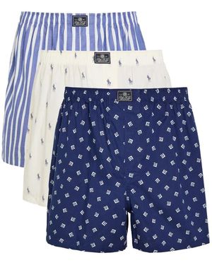 Polo Ralph Lauren Striped Print Boxer Set Of Three - Blue