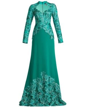 Tadashi Shoji Floral Long-Sleeve Maxi Dress - Green