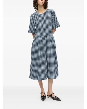 shiny check jacquard midi dress Shiny Check Jacquard Midi Dress