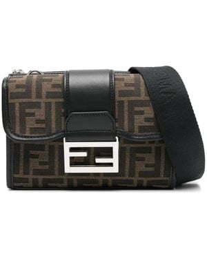 Fendi ダブルバゲット ショルダーバッグ - ブラック