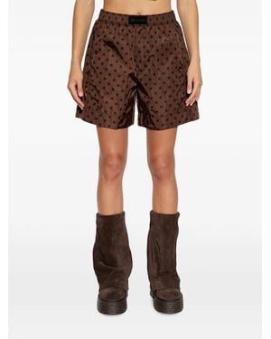 Ganni Polka-Dot Logo-Patch Shorts - Brown