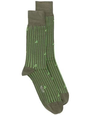 Paul Smith Musical-Note Striped Socks - Green