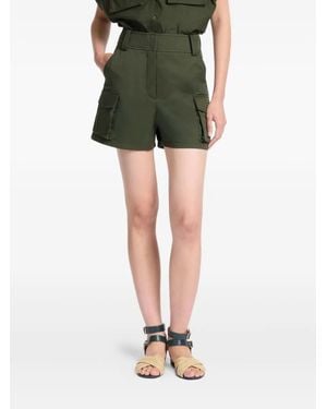 Elie Saab Gabardine Cargo-Pocket Tailored Shorts - Green