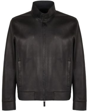 Emporio Armani Zip-Fastening Leather Jacket - Black