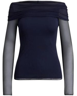 Ralph Lauren Off-Shoulder Long-Sleeve Top - Blue