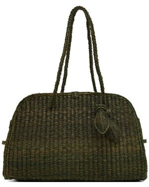 Jacquemus Woven Leaf-Pendant Tote Bag - Green