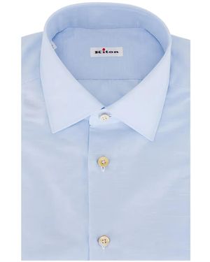 Kiton Button-Down-Collar Shirt - Blue
