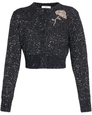 Erdem Crystal-Embellished Sequined Cardigan - Blue