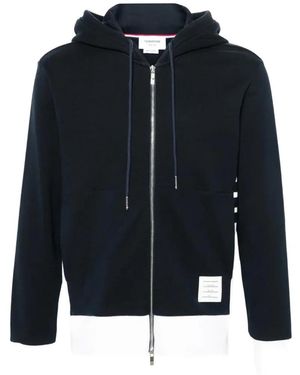 Thom Browne Hooded Zip-Up Hoodie - Blue