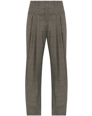 IRO Koffa Checked Pleated Pants - Gray