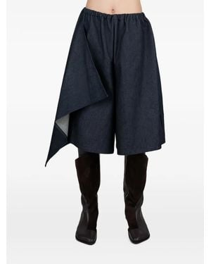 Niccolò Pasqualetti Short En Jean Longueur Genou À Empiècements Drapés - Blue