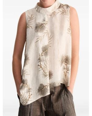 Biancalancia Blusa Smanicata A Fiori - Neutro