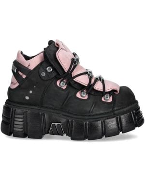New Rock M-106-C26 Lace-Up Chunky Sole Trainers - Black