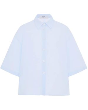 Another Tomorrow Short-Sleeve Voile Shirt - White
