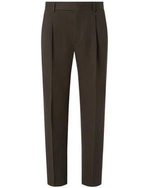 ZEGNA Dark Cotton And Wool Trousers - Black
