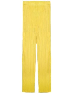 Pleats Please Issey Miyake Monthly Colors: April Pleated Elasticated Trousers - Yellow