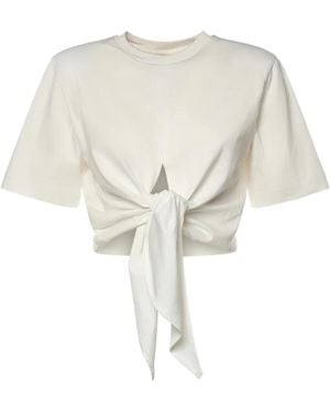 Nineminutes Front-Tie Cropped T-Shirt - White