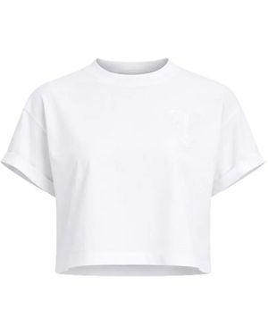 Twinset Embroidered Cropped T-Shirt - White