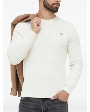 GANT Cable-Knit Crew-Neck Jumper - White