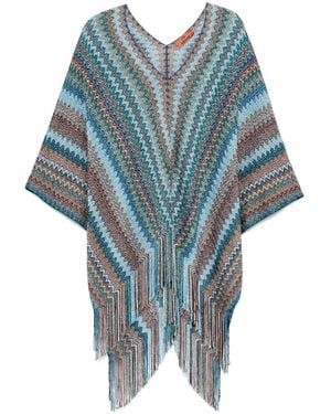 Missoni Zigzag-Woven Poncho - Blue