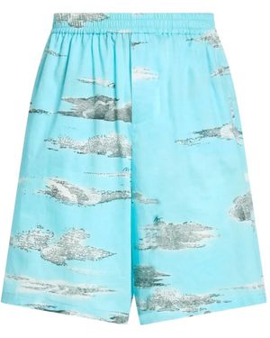 Moschino Bermudas Con Nubes Estampadas - Azul