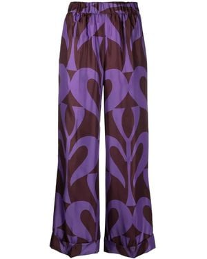 P.A.R.O.S.H. Graphic-Print High-Waisted Trousers - Purple