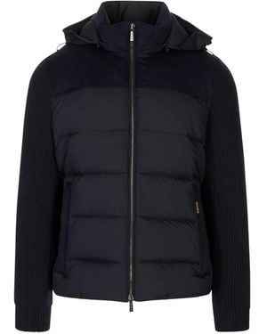 Moorer Zip-Up Hooded Jacket - Blu