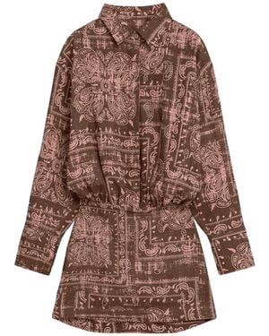 A PAPER KID Paisley-Print Mini Dress - Brown