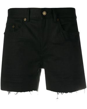 Saint Laurent ダメージ デニムショートパンツ - ブラック