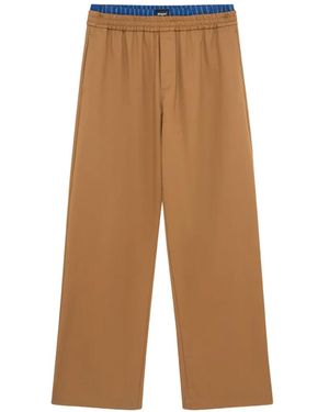 MSGM Layered-Waistband Straight-Leg Trousers - White