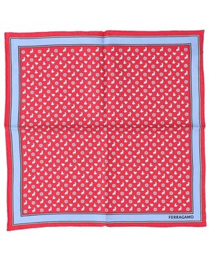 Ferragamo Primavera Silk Pocket Square - Red