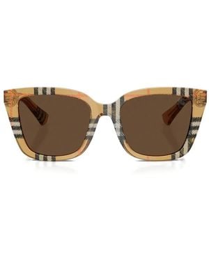 Burberry Square-Frame Checked Sunglasses - Brown
